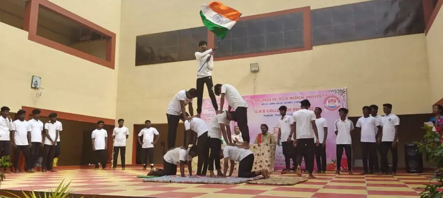 International Yoga Day flag formation