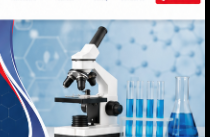 Pharmacy laboratory microscope and test tubes